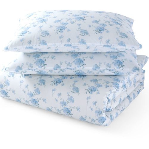 Twin/Twin XL size floral printed duvet cover and sham set.