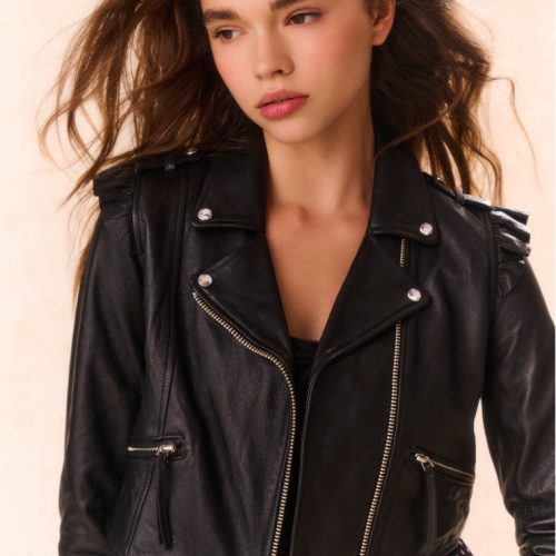 GIRLSAPPOLINELAMBLEATHERJACKET BLACK 020