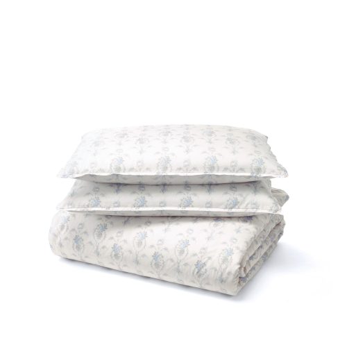 Delicate blue floral pattern against a pristine white Pillow. Crafted from 100% cotton