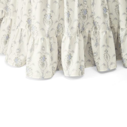 Blue floral ruffle bed skirt