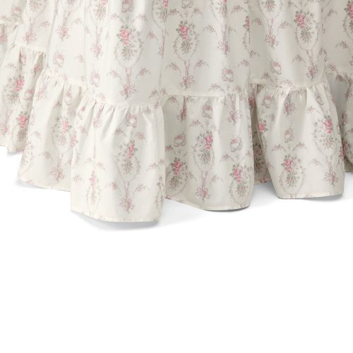 Pink floral ruffle bed skirt