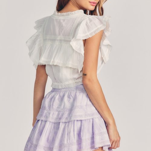 LS002 289H RUFFLE MINI SKIRT VIOLET SPLASH HAND DYE 03