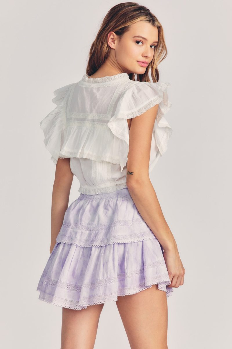 LS002 289H RUFFLE MINI SKIRT VIOLET SPLASH HAND DYE 03