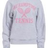 Flat Image of Pink Crew Neck Sweater with text "The Hamptons Tennis LoveShackFancy"