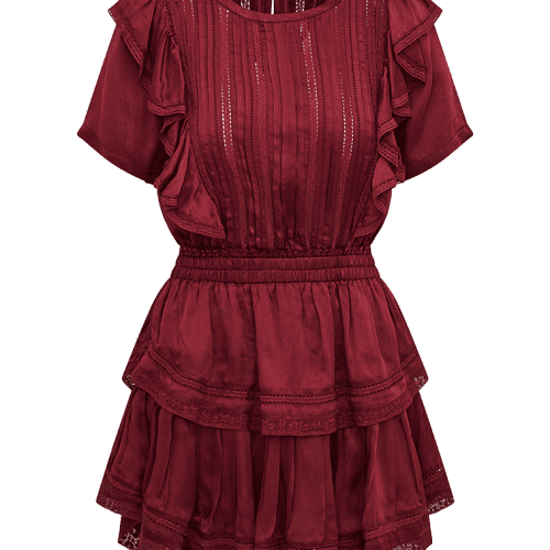 NATASHA DRESS OXBLOOD FLAT