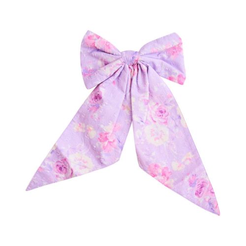 Purple floral bow clip-in.