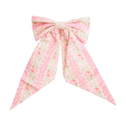 Pink floral bow clip-in.