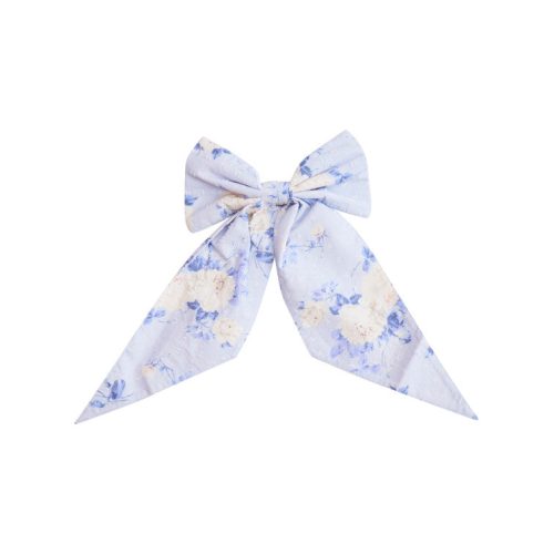 Blue floral bow clip-in.